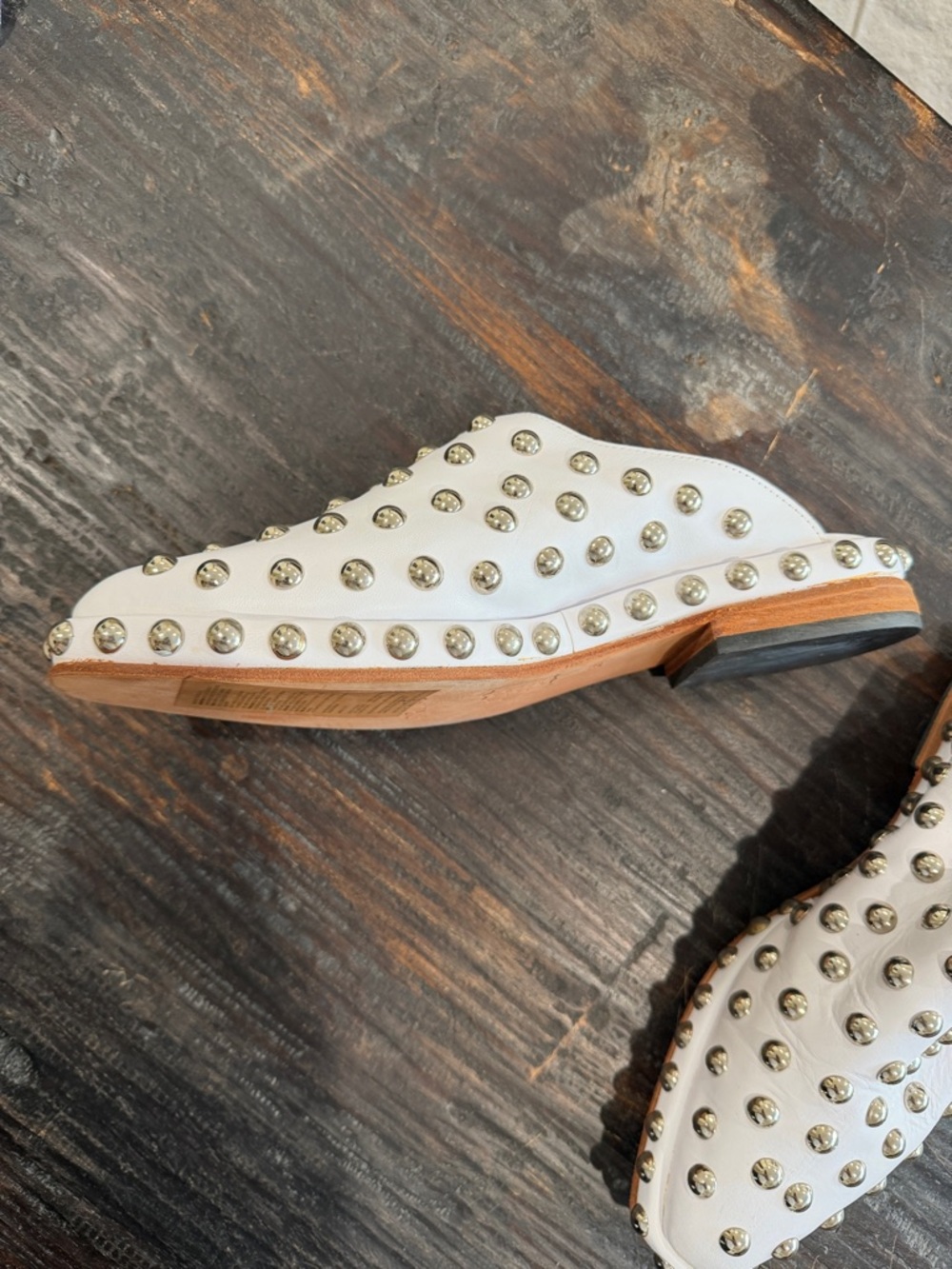 PRÜNE White Studded Slip-On Mules size 39 - Picture 4 of 16